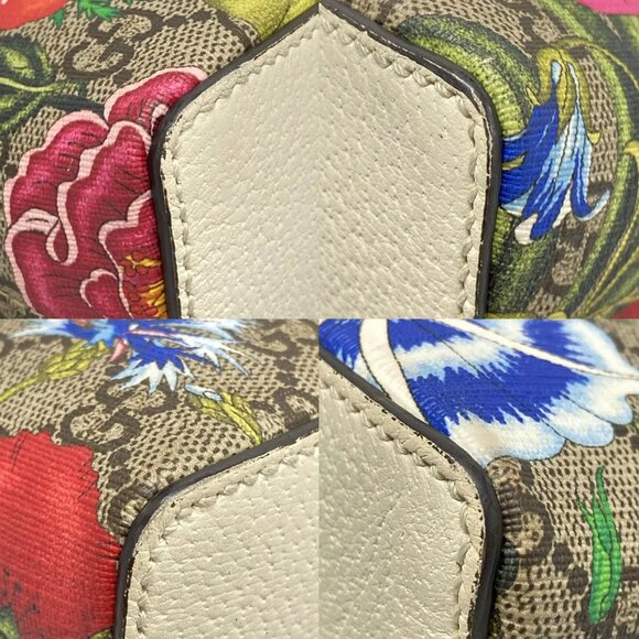 Auth GUCCI Ophidia GG Flora Small Shoulder Bag Beige White Multi PVC 1053-11724 - Picture 6 of 14